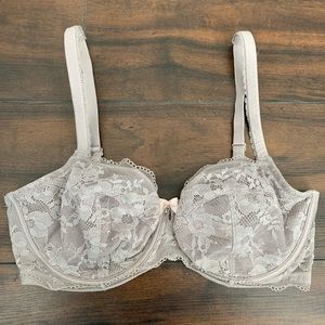 Victoria's Secret Gray Lace Unlined Demi Bra